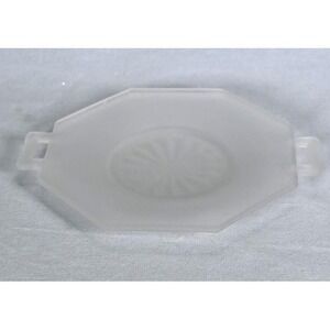 Vintage Frosted Satin Glass 6" Plate w/ Handles Octagon